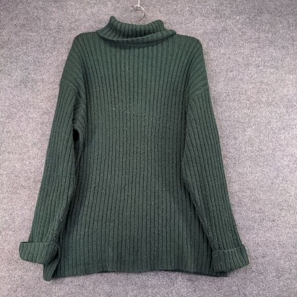 Express Tricot Turtleneck Sweater Womens Size L Green Ribbed Pullover - Picture 2 of 11
